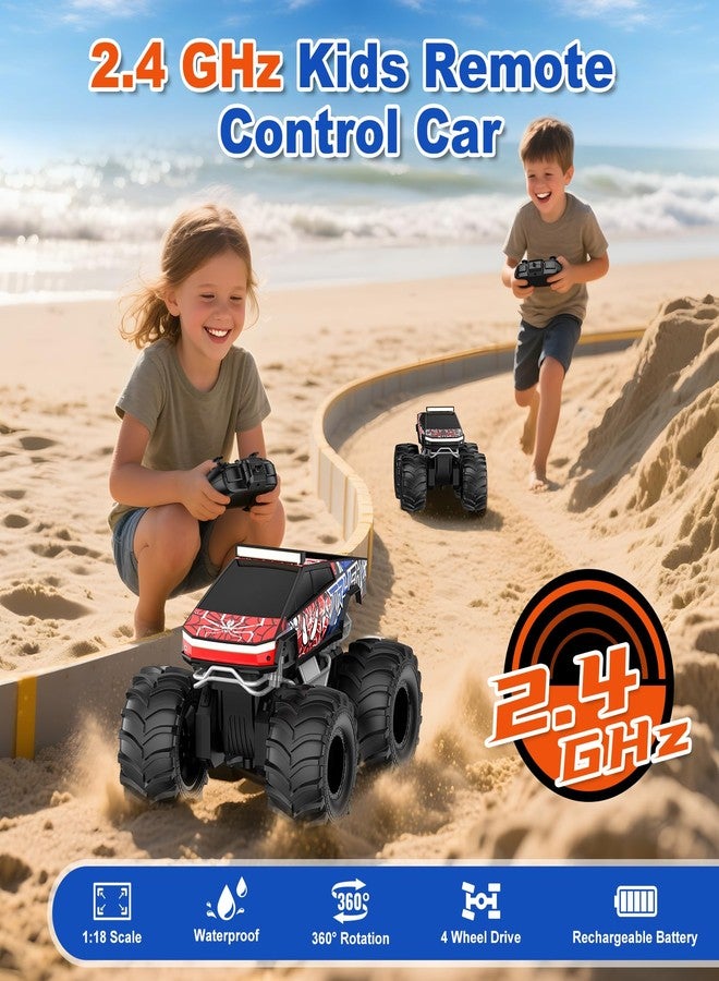 TOZDTO Remote Control Car, Amphibious Monster Truck Toys for Boys RC Cars, 2.4 GHz Waterproof RC Trucks, 1:18 4WD All Terrain Off-Road Pickup, Cool Christmas Birthday Ideas Gifts for Kids 6+ Year Old - Image 3